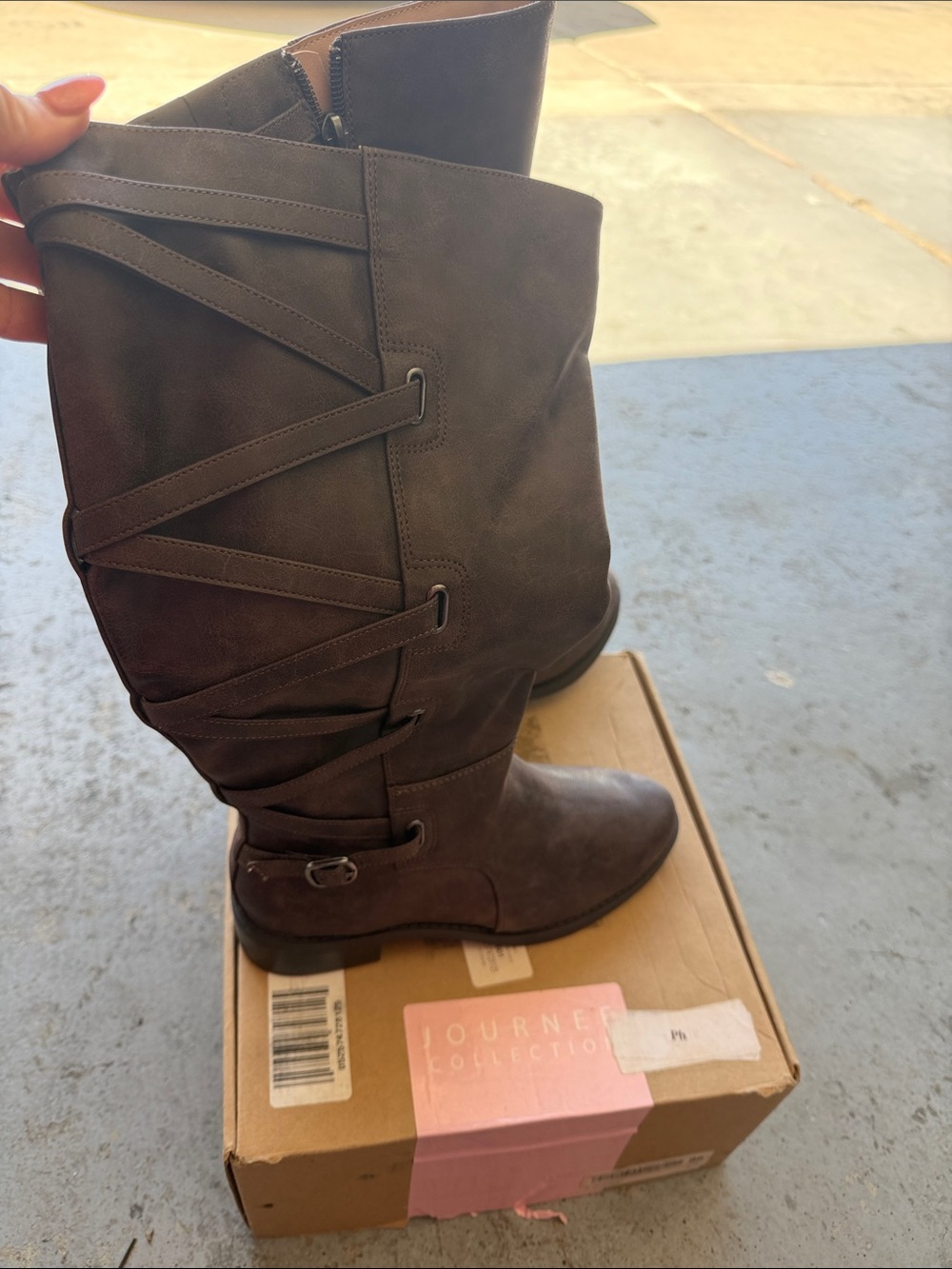 Journee Collection Dark Brown Faux Suede Knee-High Riding Boots